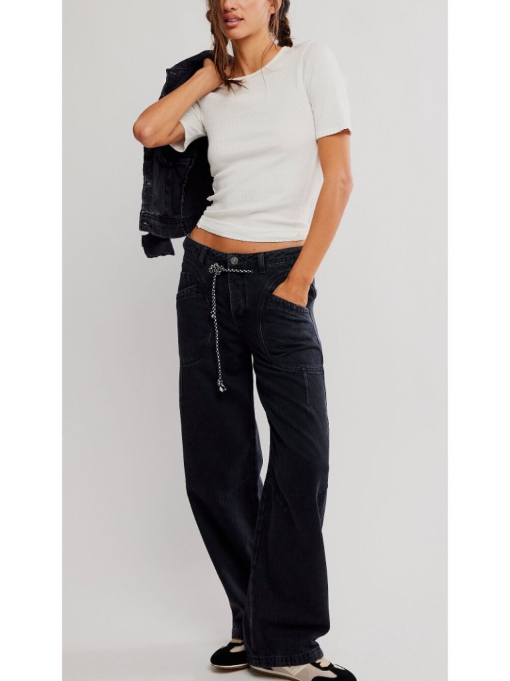FREE PEOPLE We The Free Love Language Pull-On Jeans / Hideaway - Picture 2 of 6